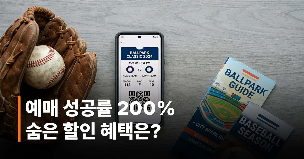 KIA 타이거즈 홈경기 예매를 위해 챔피언스 필드 좌석 요금표와 스마트폰 앱 화면을 보여주는 가이드 이미지